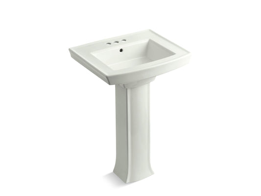 KOHLER K-2359-4-NY Archer 24" Rectangular Pedestal Bathroom Sink In Dune