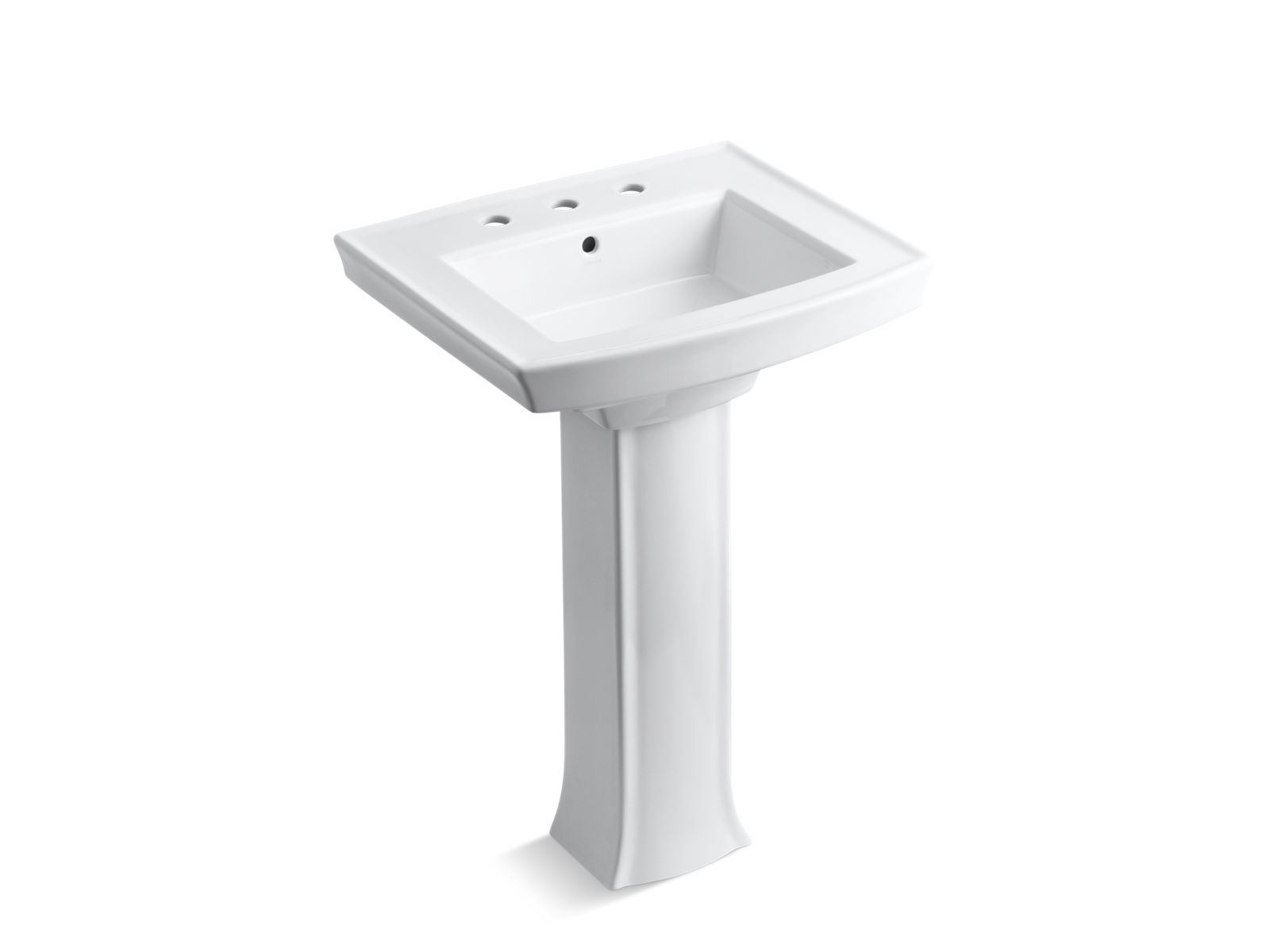 KOHLER K-2359-8-0 Archer 24" Rectangular Pedestal Bathroom Sink - White