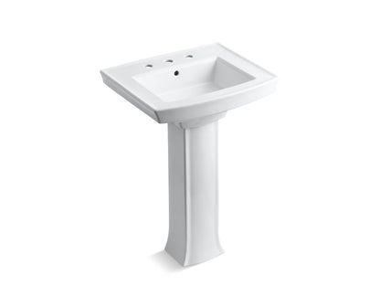 KOHLER K-2359-8-96 Archer 24" rectangular pedestal bathroom sink - Biscuit