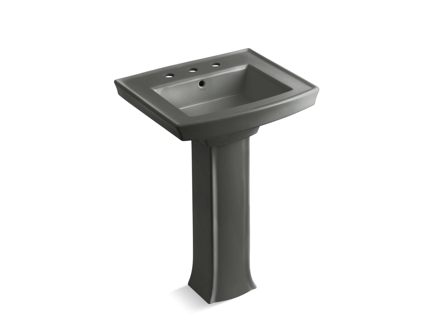 KOHLER K-2359-8-58 Archer 24" Rectangular Pedestal Bathroom Sink In Thunder Grey