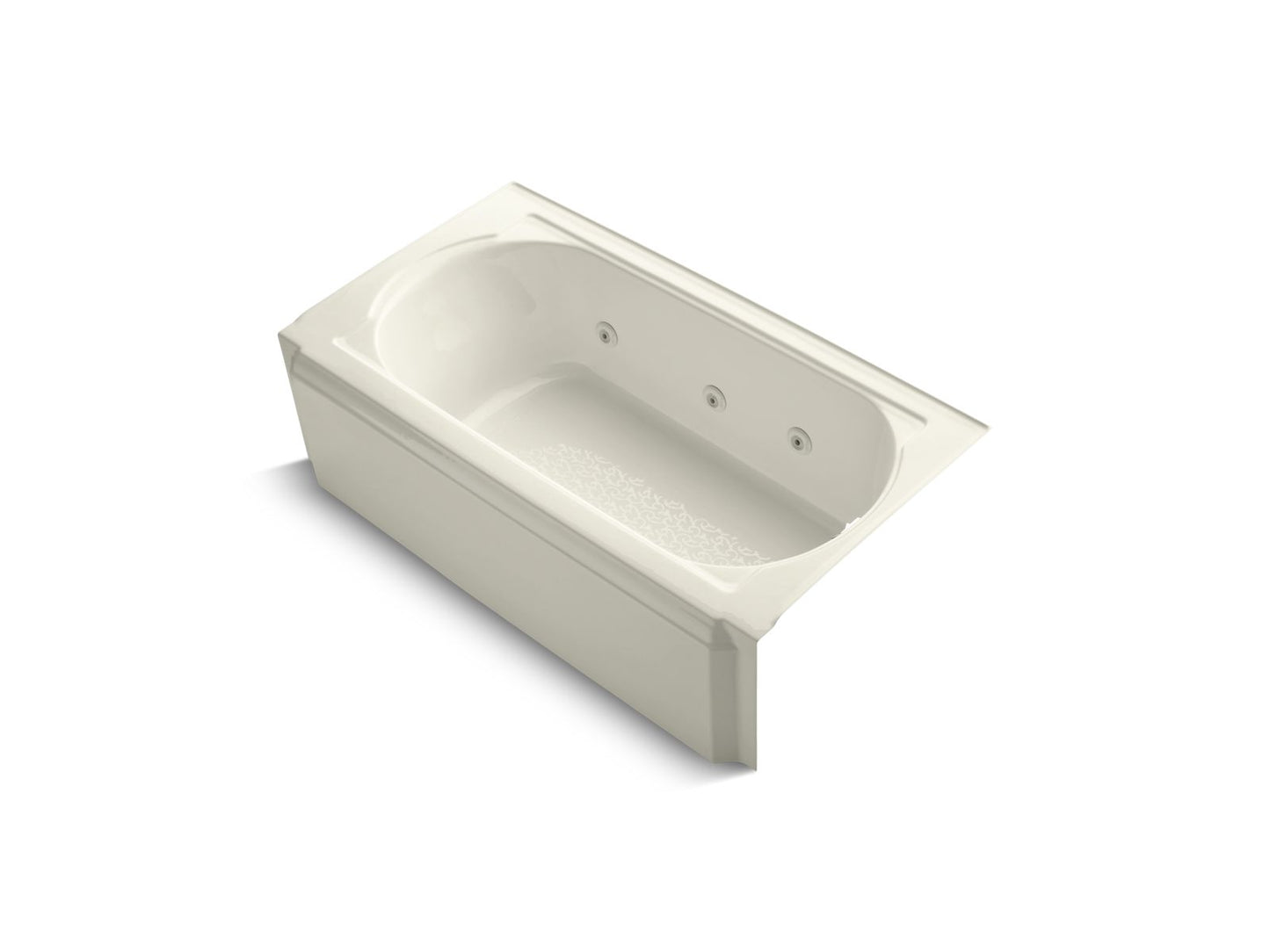 KOHLER K-724-H2-96 Memoirs 60" X 33-3/4" Alcove Heated Whirlpool, Right Drain In Biscuit