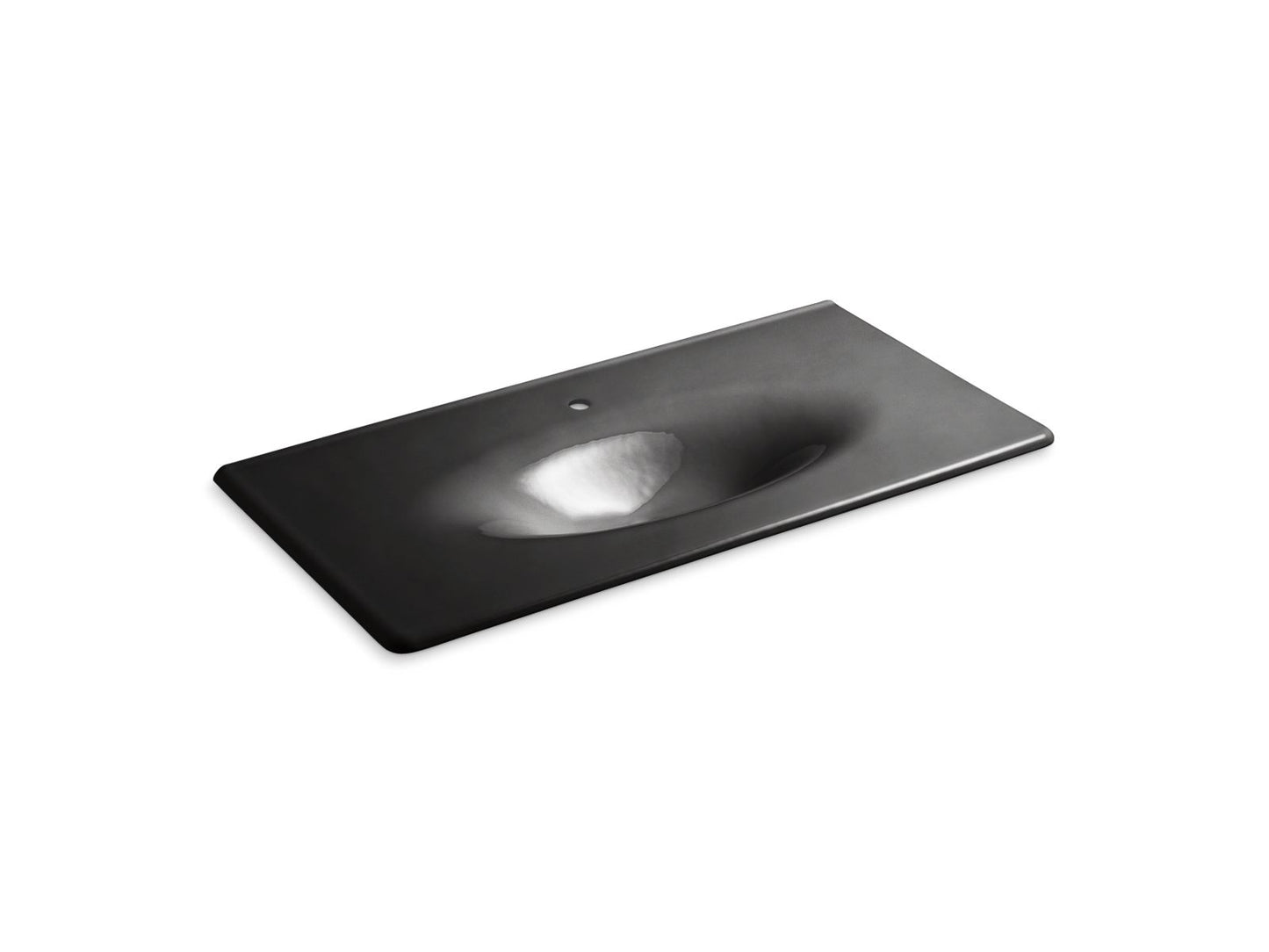 KOHLER K-3052-1-7 Iron/Impressions 43" Enameled Cast Iron Vanity Top With Integrated Oval Sink In Black Black