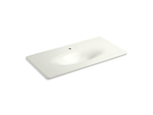 KOHLER K-3052-1-NY Iron/Impressions 43" Enameled Cast Iron Vanity Top With Integrated Oval Sink In Dune