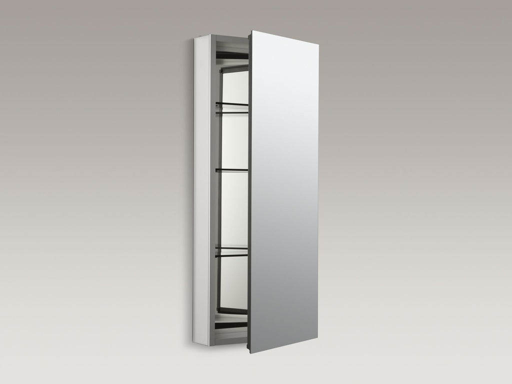 KOHLER K-2913-PG-SAA Catalan 15" W X 36-1/8" H Aluminum Single-Door Medicine Cabinet With 107 Degree Hinge - Satin Anodized Aluminum