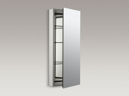 KOHLER K-2913-PG-SAA Catalan 15" W x 36-1/8" H aluminum single-door medicine cabinet with 107 degree hinge - Satin Anodized Aluminum