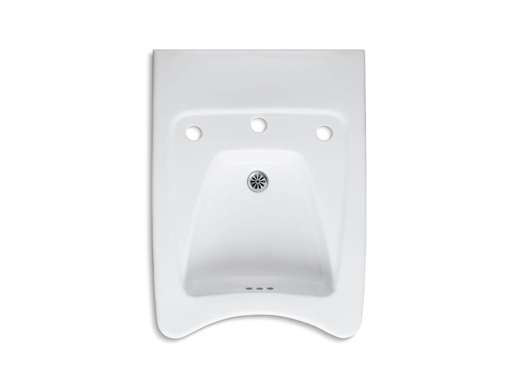 KOHLER K-12634-0 Morningside 20" X 27" Mount/Concealed Arm Carrier Wheelchair Bathroom Sink With 11-1/2" Centers Faucet Holes - White