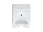 KOHLER K-12636-R-0 Morningside 20" X 27" Wall-Mount/Concealed Arm Carrier Wheelchair Bathroom Sink With 4" Centerset Faucet Holes And Right-Hand Soap Dispenser Hole - White