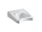 KOHLER K-12638-L-0 Morningside 20" X 27" Wall-Mount/Concealed Arm Carrier Wheelchair Bathroom Sink With Single Faucet Hole And Left-Hand Soap Dispenser Hole - White