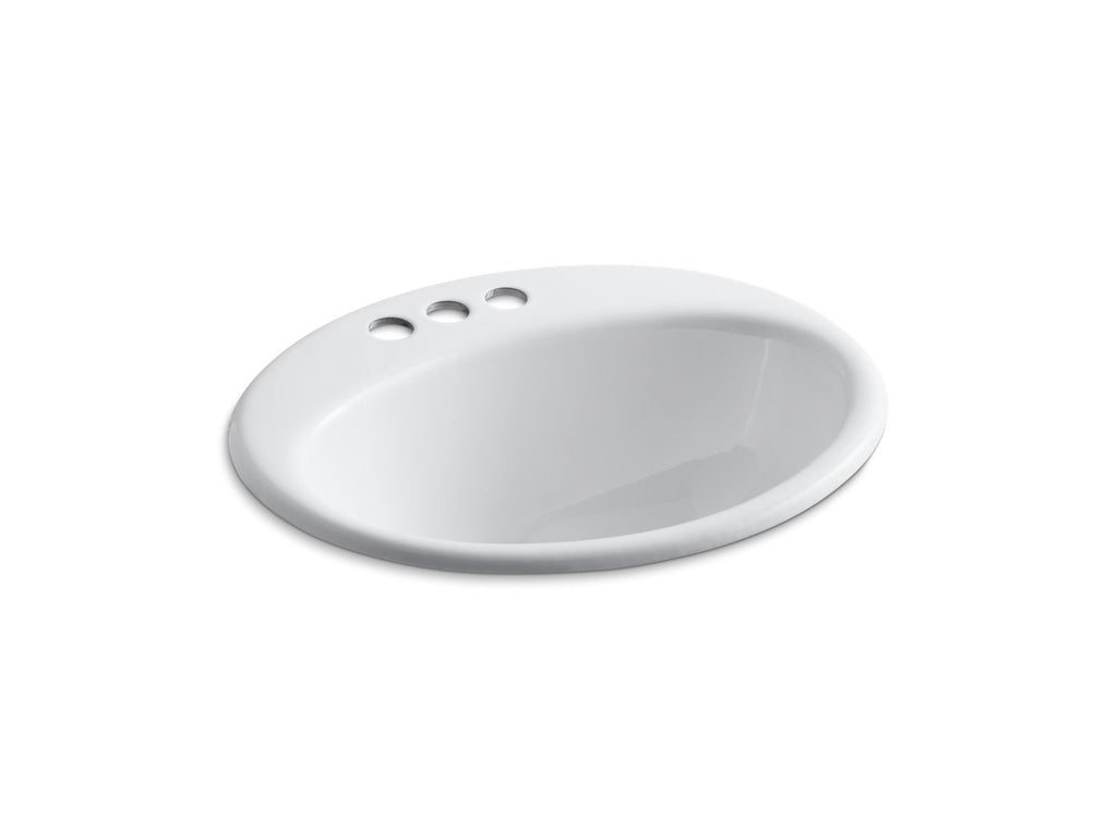 KOHLER K-2905-4-96 Farmington 19-1/4" Oval Drop-In Bathroom Sink - Biscuit