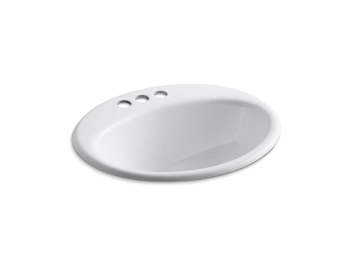 KOHLER K-2905-4-96 Farmington 19-1/4" Oval Drop-In Bathroom Sink - Biscuit
