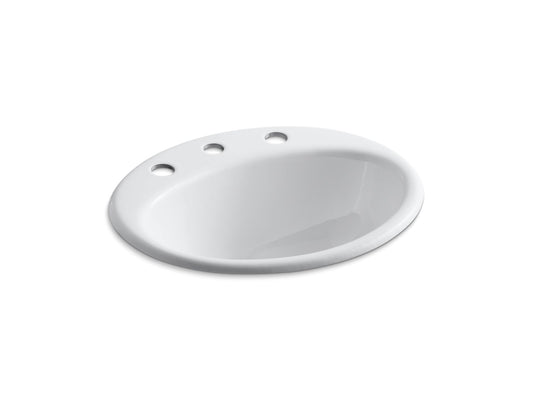 KOHLER K-2905-8-0 Farmington 19-1/4" Oval Drop-In Bathroom Sink In White