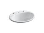 KOHLER K-2905-8-0 Farmington 19-1/4" Oval Drop-In Bathroom Sink - White