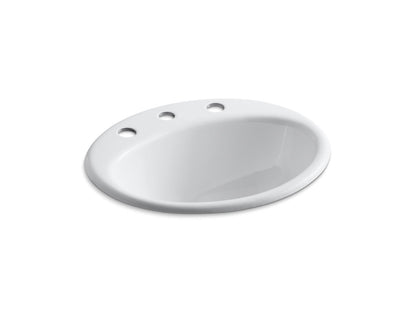 KOHLER K-2905-8-0 Farmington 19-1/4" oval drop-in bathroom sink - White