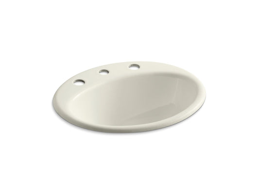 KOHLER K-2905-8-96 Farmington 19-1/4" Oval Drop-In Bathroom Sink In Biscuit