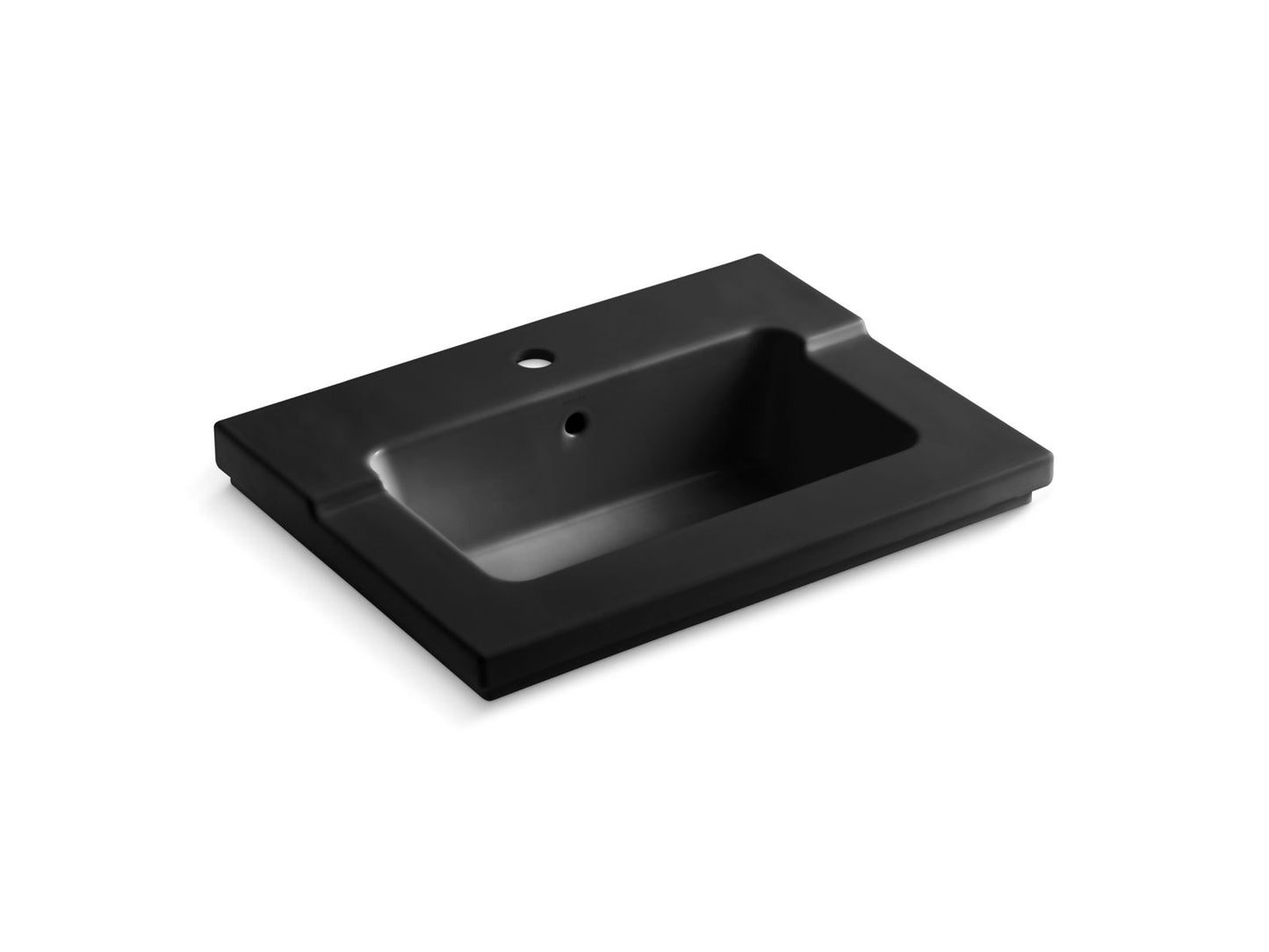 KOHLER K-2979-1-7 Tresham Vanity-Top Bathroom Sink With Single Faucet Hole In Black Black