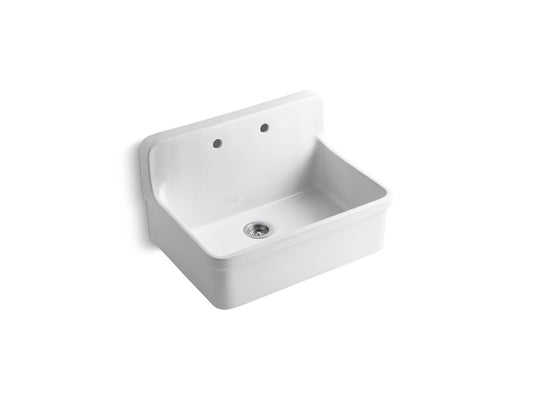 KOHLER K-12700-0 Gilford 30" top-/wall-mount single-bowl farmhouse kitchen sink - White