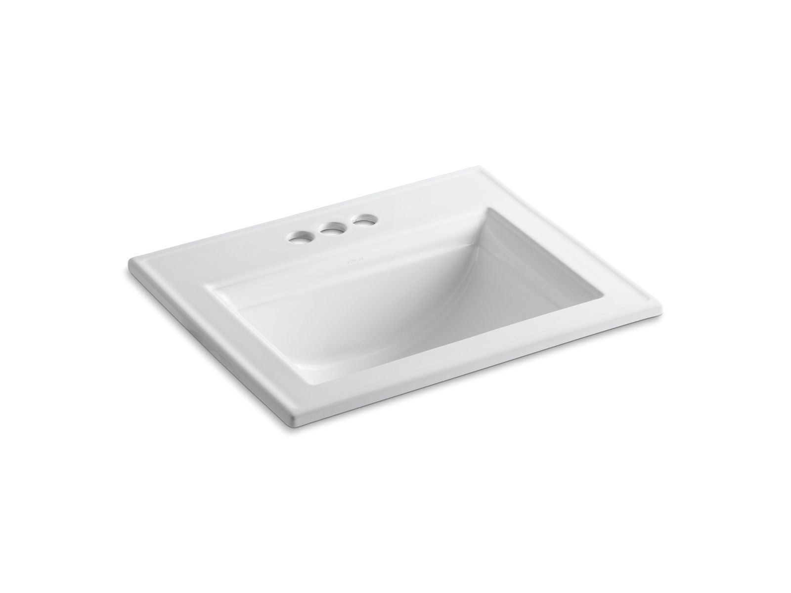 KOHLER K-2337-4-0 Memoirs Stately 22-3/4" Rectangular Drop-In Bathroom Sink - White