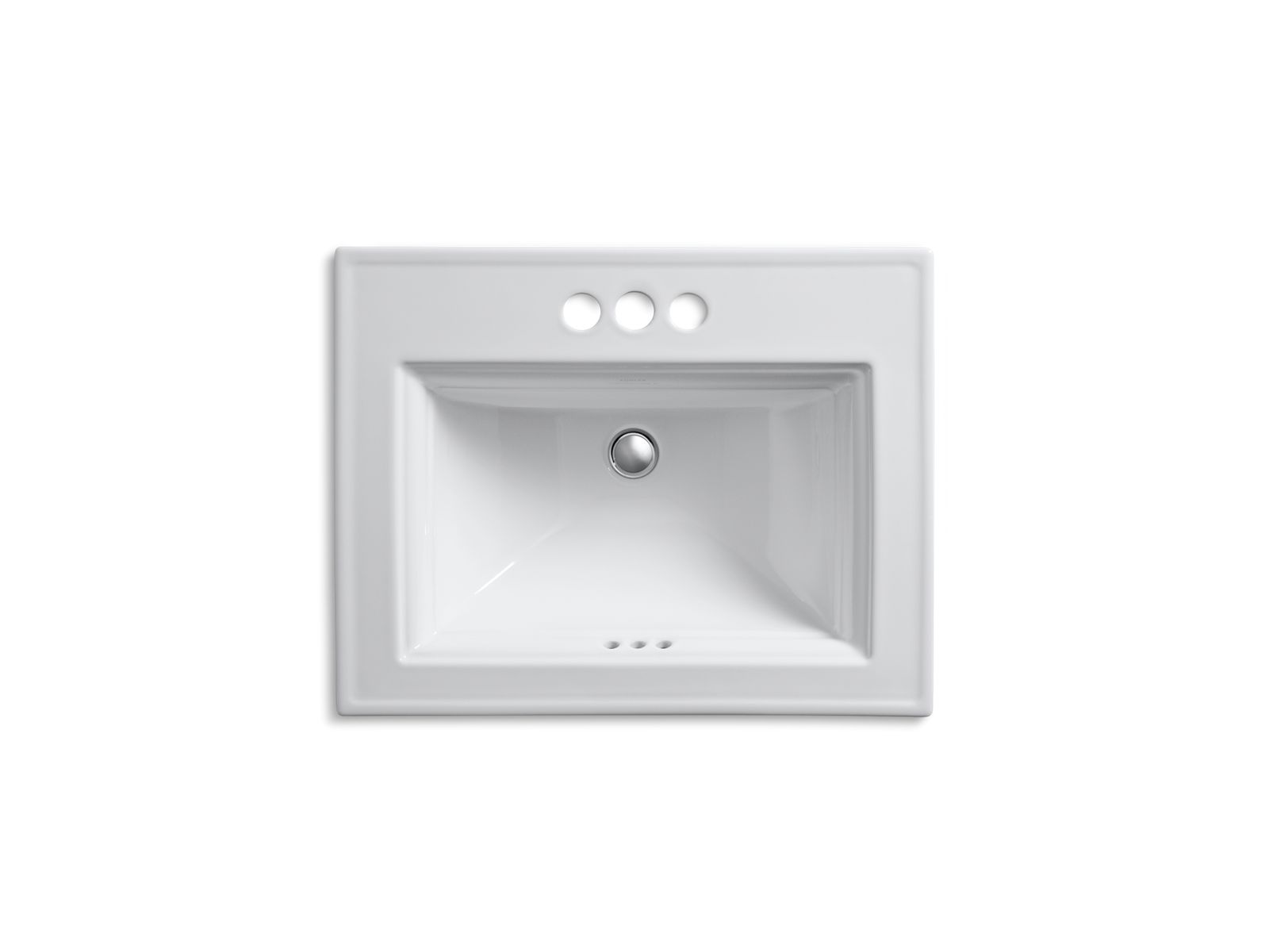 KOHLER K-2337-4-0 Memoirs Stately 22-3/4" Rectangular Drop-In Bathroom Sink - White