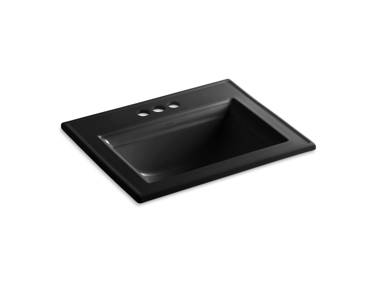 KOHLER K-2337-4-7 Memoirs Stately 22-3/4" Rectangular Drop-In Bathroom Sink - Black Black