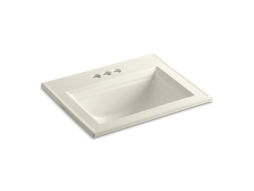 KOHLER K-2337-4-96 Memoirs Stately 22-3/4" Rectangular Drop-In Bathroom Sink - Biscuit