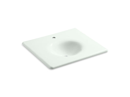 KOHLER K-3048-1-FF Iron/Impressions 25" Enameled Cast Iron Vanity Top With Integrated Round Sink In Sea Salt