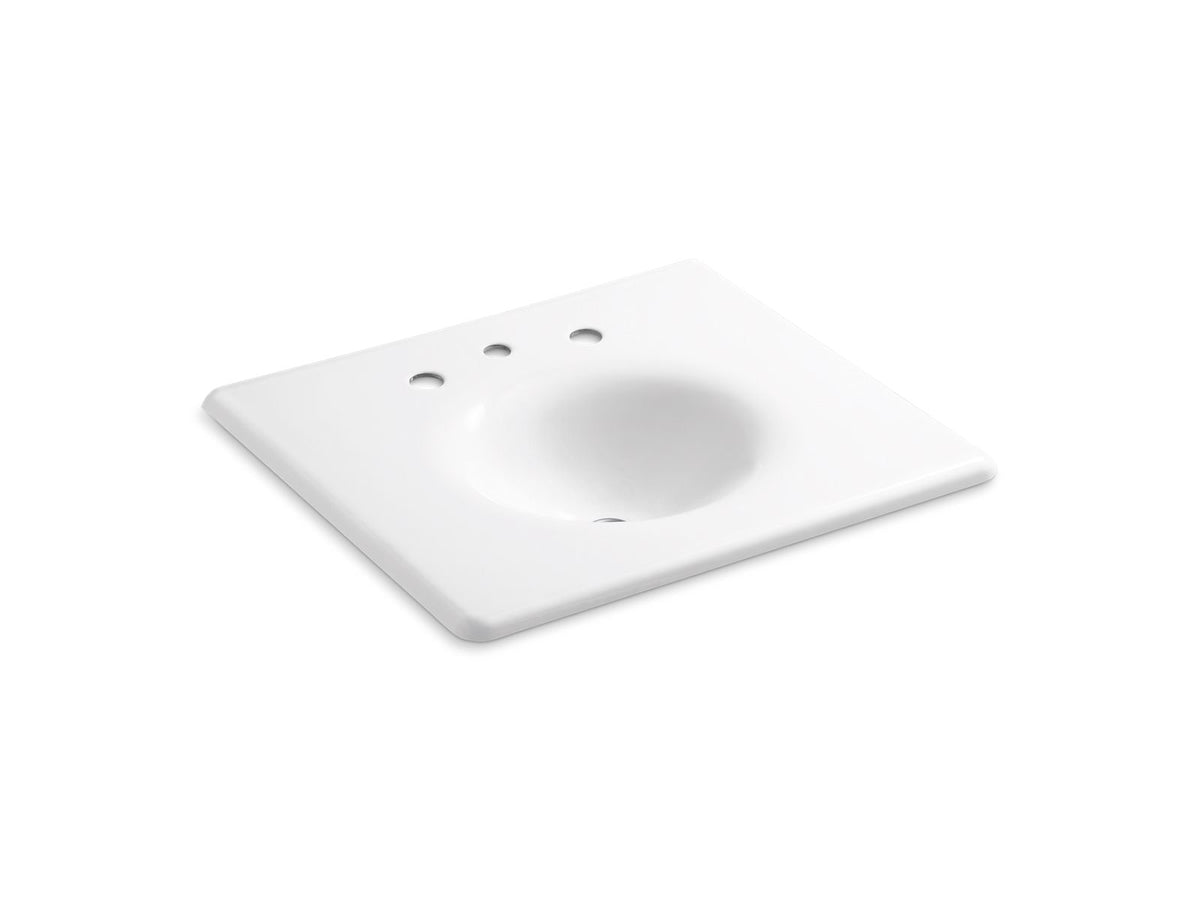 KOHLER K-3048-8-0 Iron/Impressions 25" Enameled Cast Iron Vanity Top With Integrated Round Sink - White