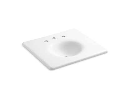 KOHLER K-3048-8-FF Iron/Impressions 25" Enameled cast iron vanity top with integrated round sink - Sea Salt