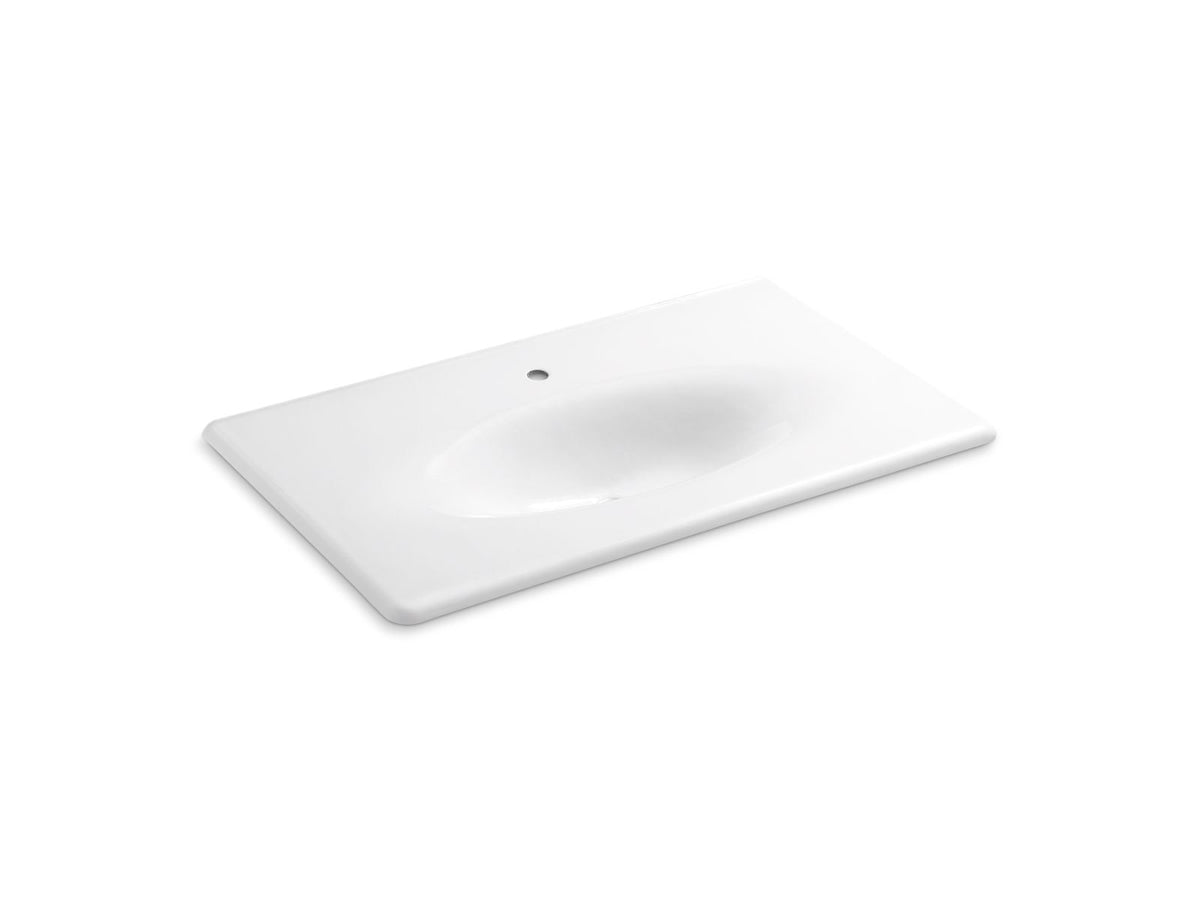 KOHLER K-3051-1-7 Iron/Impressions 37" Enameled Cast Iron Vanity Top With Integrated Oval Sink - Black Black