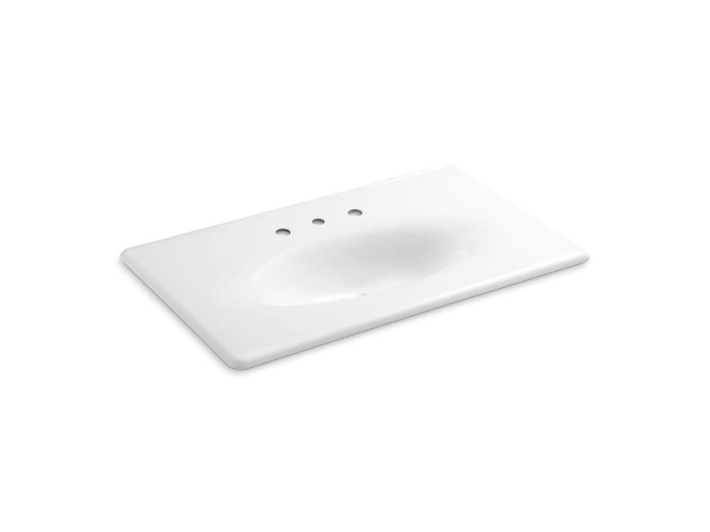 KOHLER K-3051-8-96 Iron/Impressions 37" Enameled Cast Iron Vanity Top With Integrated Oval Sink - Biscuit