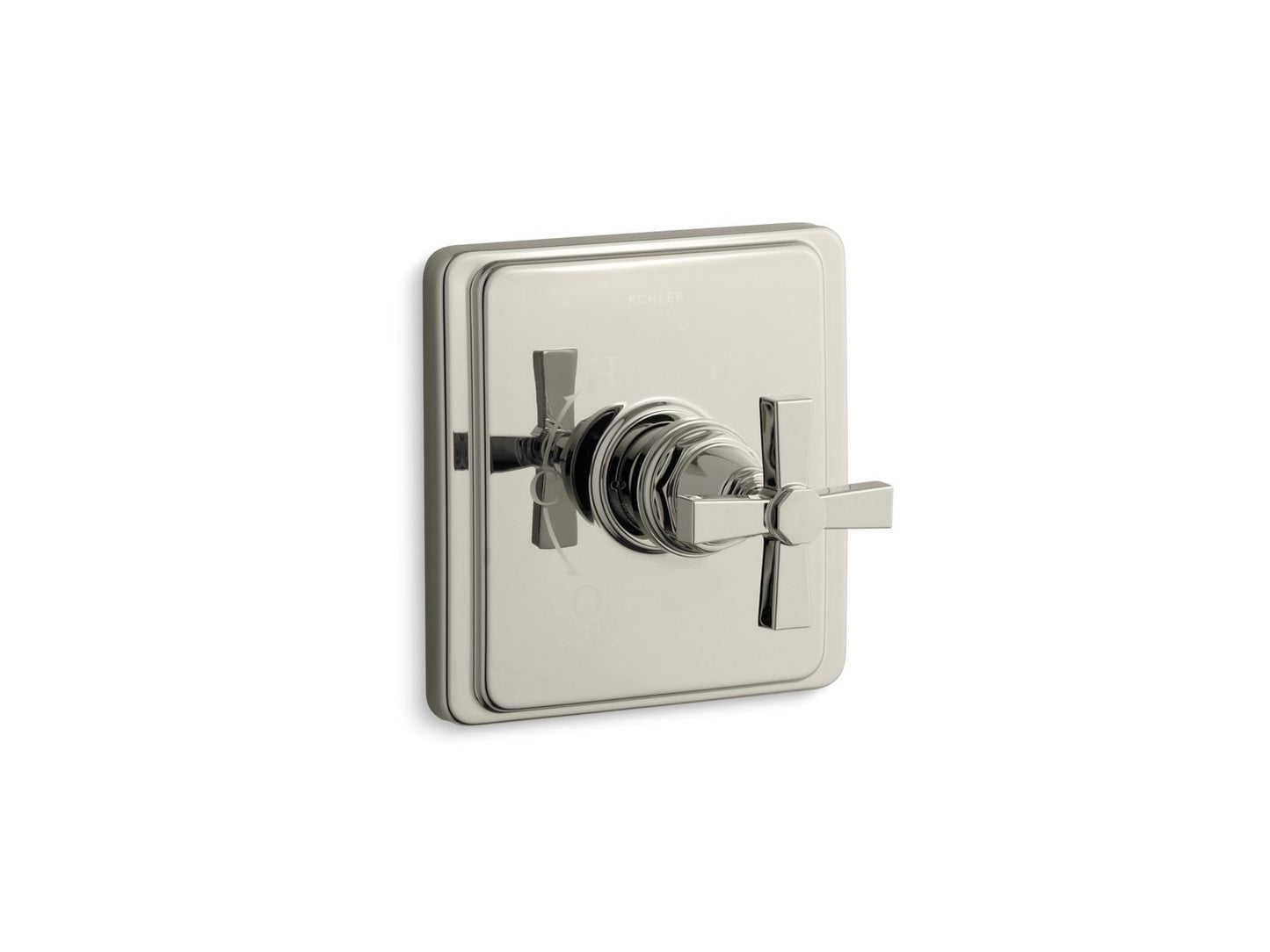 KOHLER K-TS13135-3A-SN Pinstripe Pure Rite-Temp Valve Trim With Cross Handle In Vibrant Polished Nickel