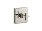 KOHLER K-TS13135-3A-SN Pinstripe Pure Rite-Temp Valve Trim With Cross Handle - Vibrant Polished Nickel