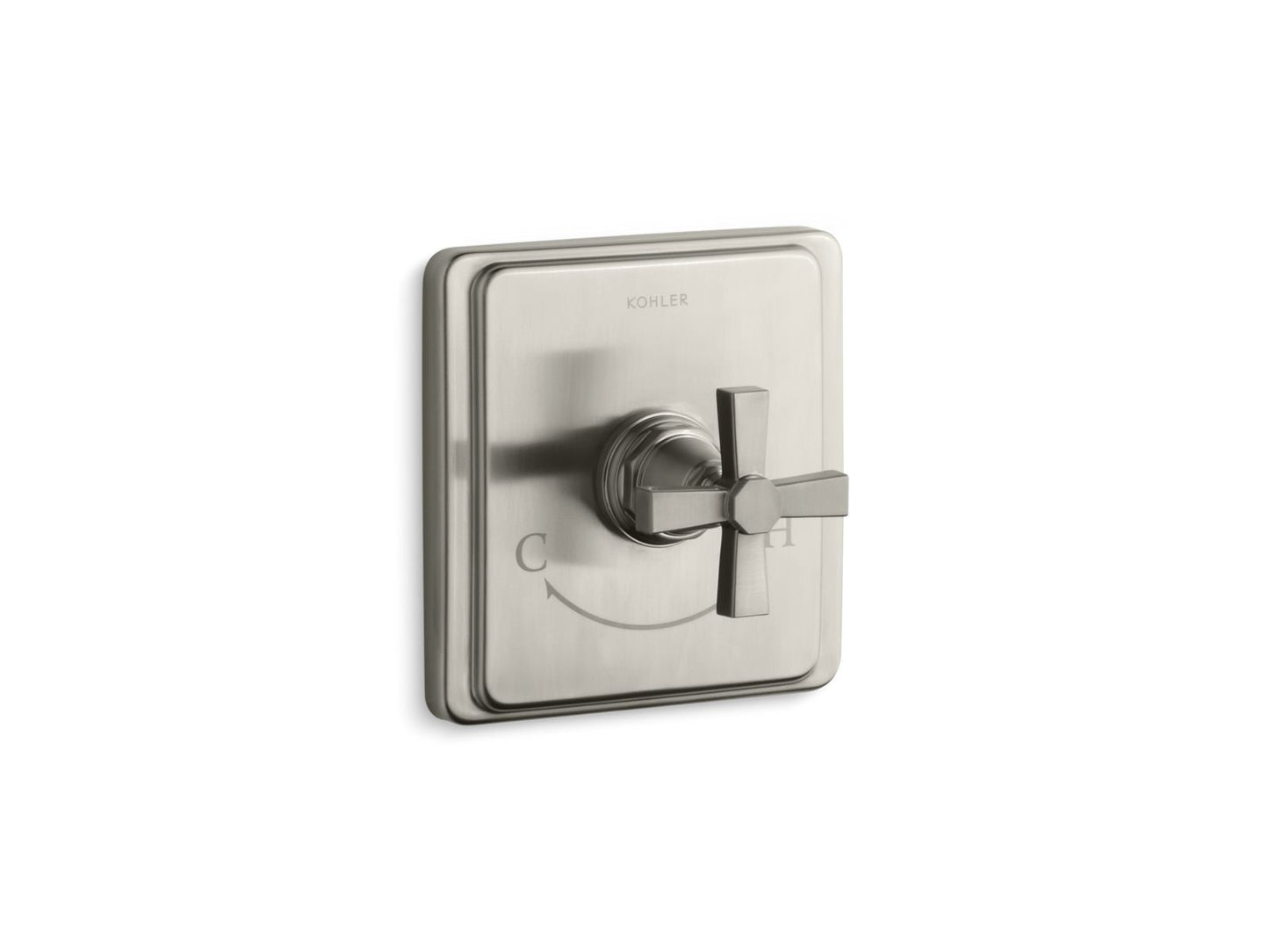 KOHLER K-T13173-3A-BN Pinstripe Pure MasterShower temperature control valve trim with Lever handle - Vibrant Brushed Nickel