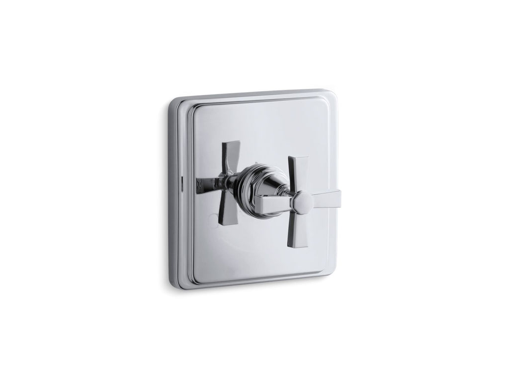 KOHLER K-T13173-3A-BN Pinstripe Pure Mastershower Temperature Control Valve Trim With Cross Handle - Vibrant Brushed Nickel
