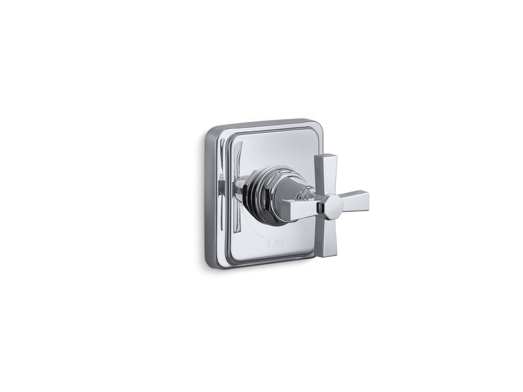 KOHLER K-T13174-3A-SN Pinstripe Pure Mastershower Volume Control Valve Trim With Cross Handle - Vibrant Polished Nickel