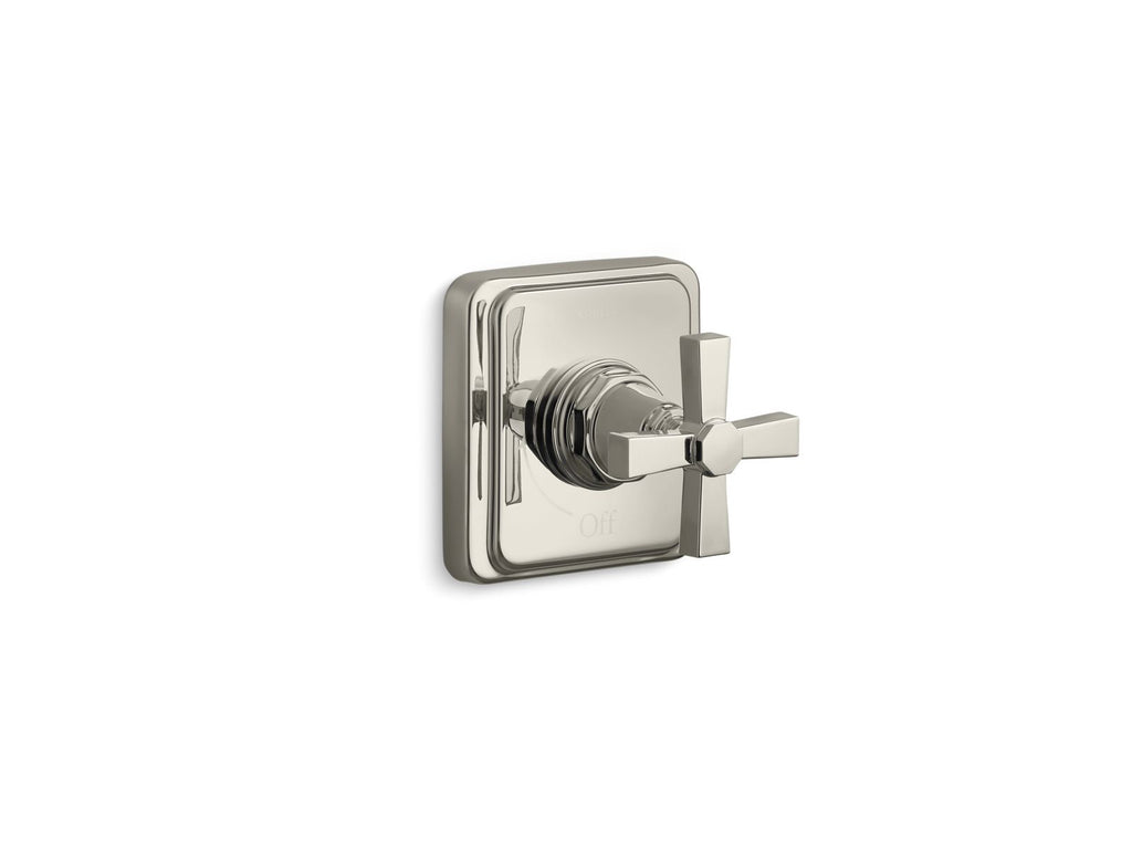 KOHLER K-T13174-3A-SN Pinstripe Pure Mastershower Volume Control Valve Trim With Cross Handle - Vibrant Polished Nickel