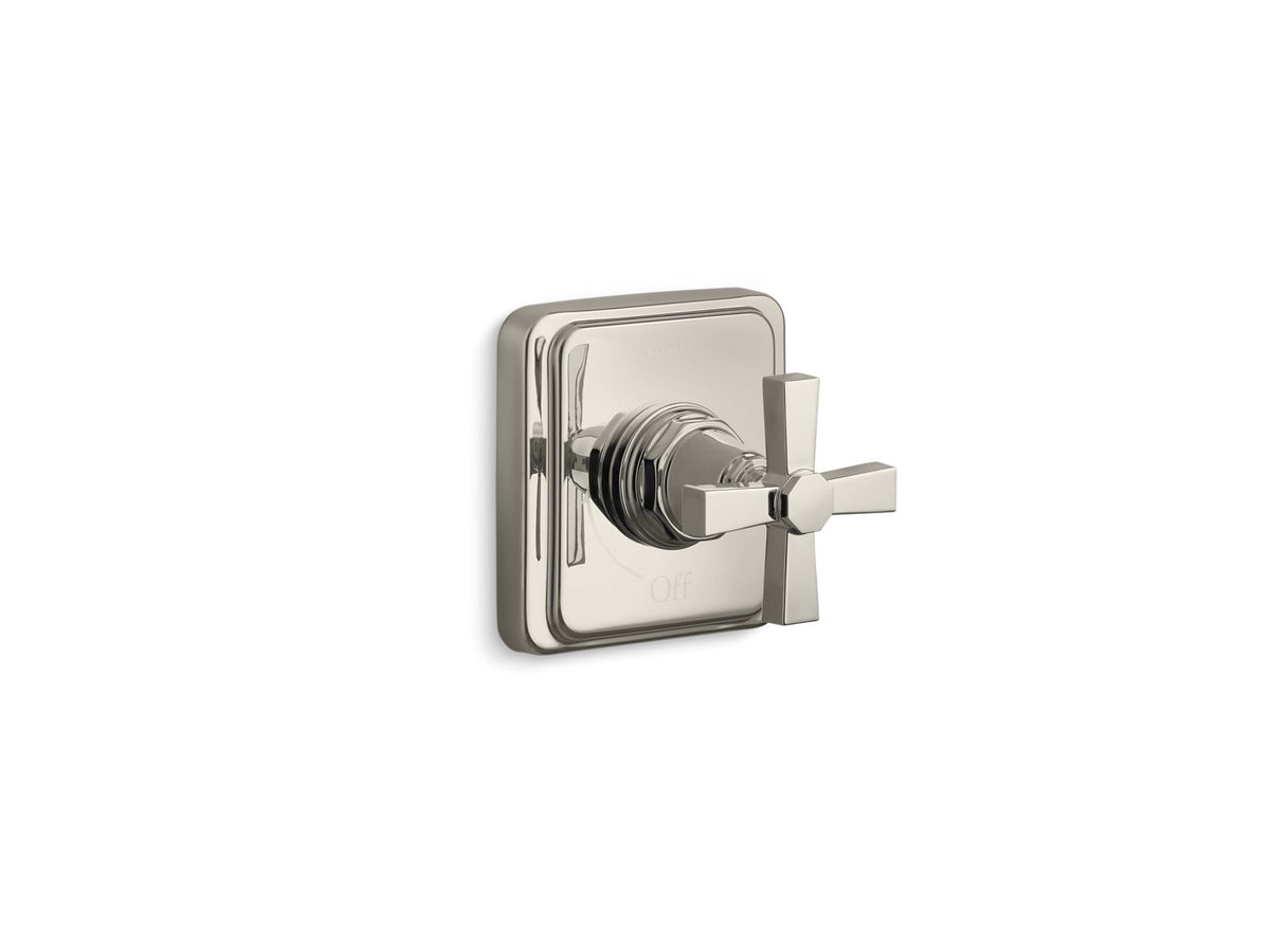 KOHLER K-T13174-3A-SN Pinstripe Pure Mastershower Volume Control Valve Trim With Cross Handle - Vibrant Polished Nickel