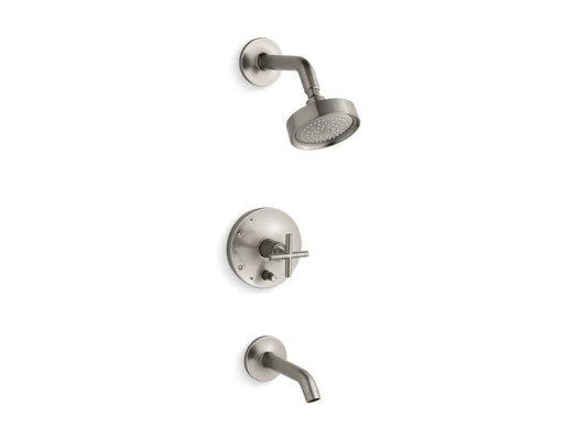 KOHLER K-T14420-3-BN Purist Rite-Temp Bath And Shower Trim Kit With Push-Button Diverter And Cross Handle, 2.5 Gpm In Vibrant Brushed Nickel