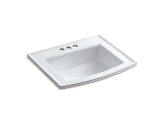 KOHLER K-2356-4-0 Archer 22-3/4" Rectangular Drop-In Bathroom Sink In White