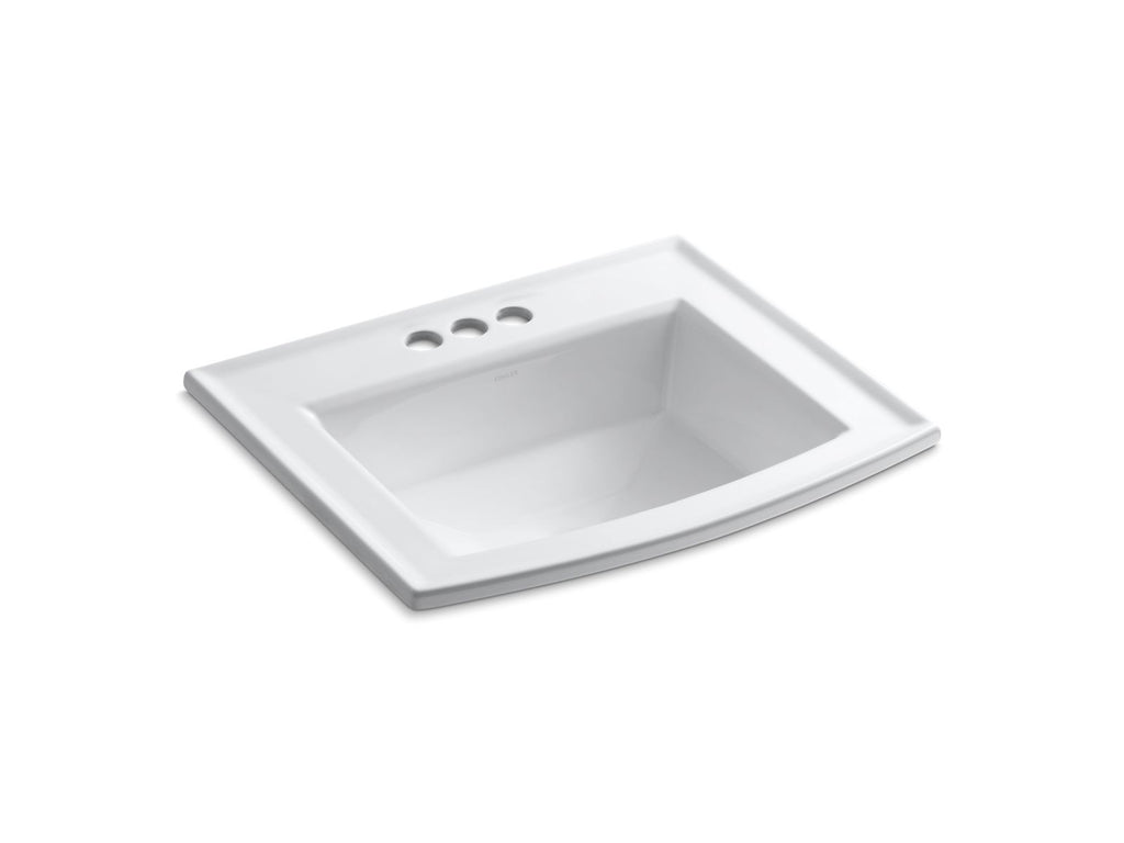 KOHLER K-2356-4-0 Archer 22-3/4" Rectangular Drop-In Bathroom Sink - White