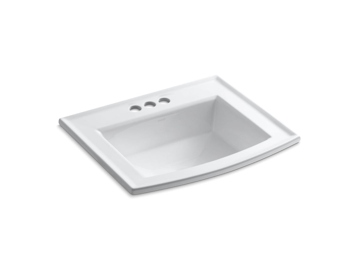 KOHLER K-2356-4-0 Archer 22-3/4" Rectangular Drop-In Bathroom Sink - White