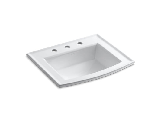 KOHLER K-2356-8-0 Archer 22-3/4" Rectangular Drop-In Bathroom Sink In White