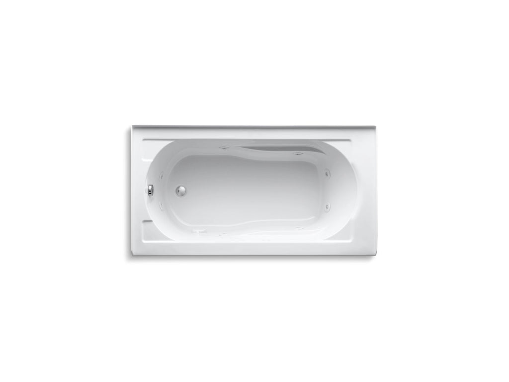 KOHLER K-1357-HL-0 Devonshire 60" X 32" Alcove Heated Whirlpool Bath, Left Drain - White