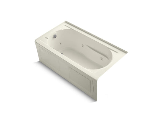 KOHLER K-1357-HL-96 Devonshire 60" X 32" Alcove Heated Whirlpool Bath, Left Drain In Biscuit