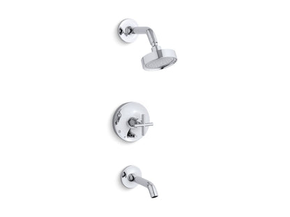 KOHLER K-T14420-3-SN Purist Rite-Temp bath and shower trim kit with push-button diverter and cross handle, 2.5 gpm - Vibrant Polished Nickel