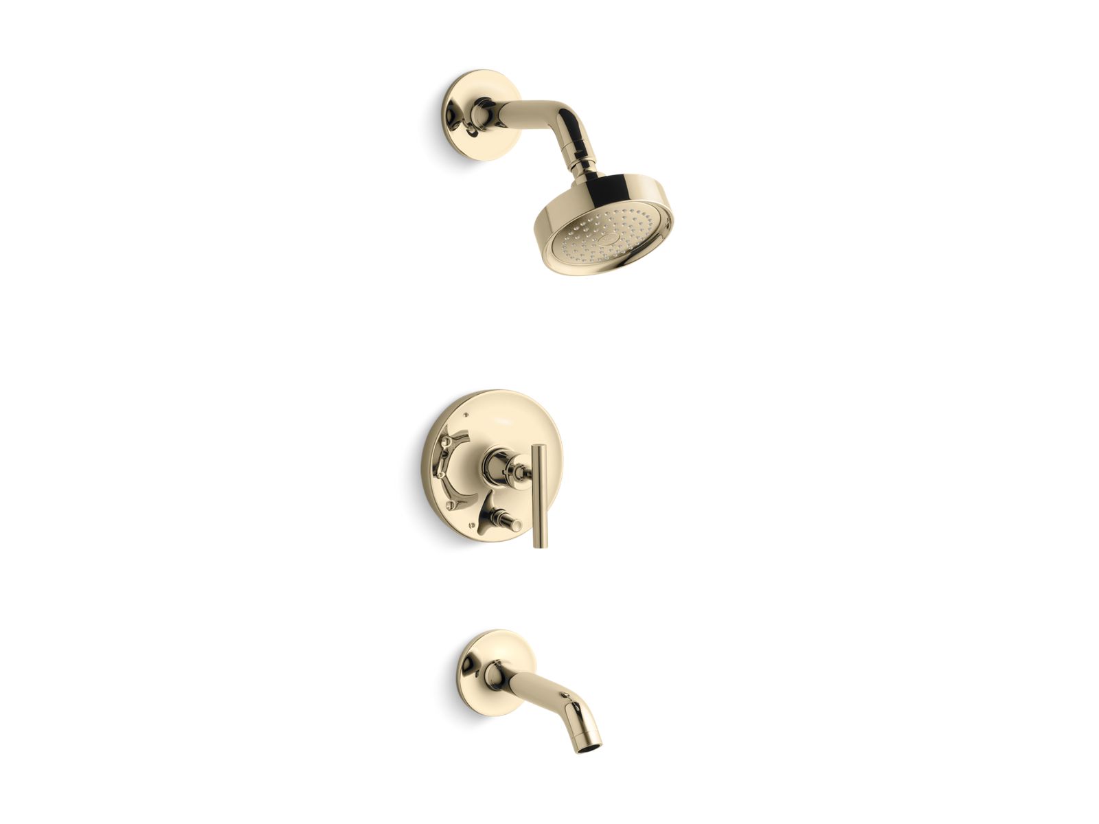 KOHLER K-T14420-4-AF Purist Rite-Temp Bath And Shower Trim Kit With Push-Button Diverter And Lever Handle, 2.5 Gpm - Vibrant French Gold