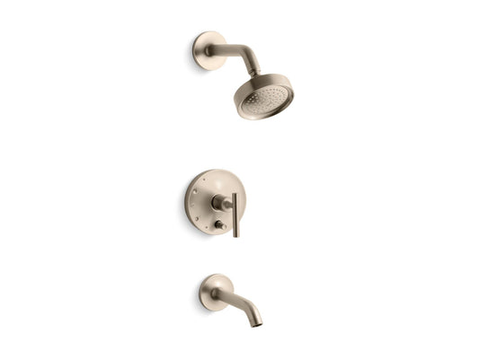 KOHLER K-T14420-4-BV Purist Rite-Temp Bath And Shower Trim Kit With Push-Button Diverter And Lever Handle, 2.5 Gpm In Vibrant Brushed Bronze