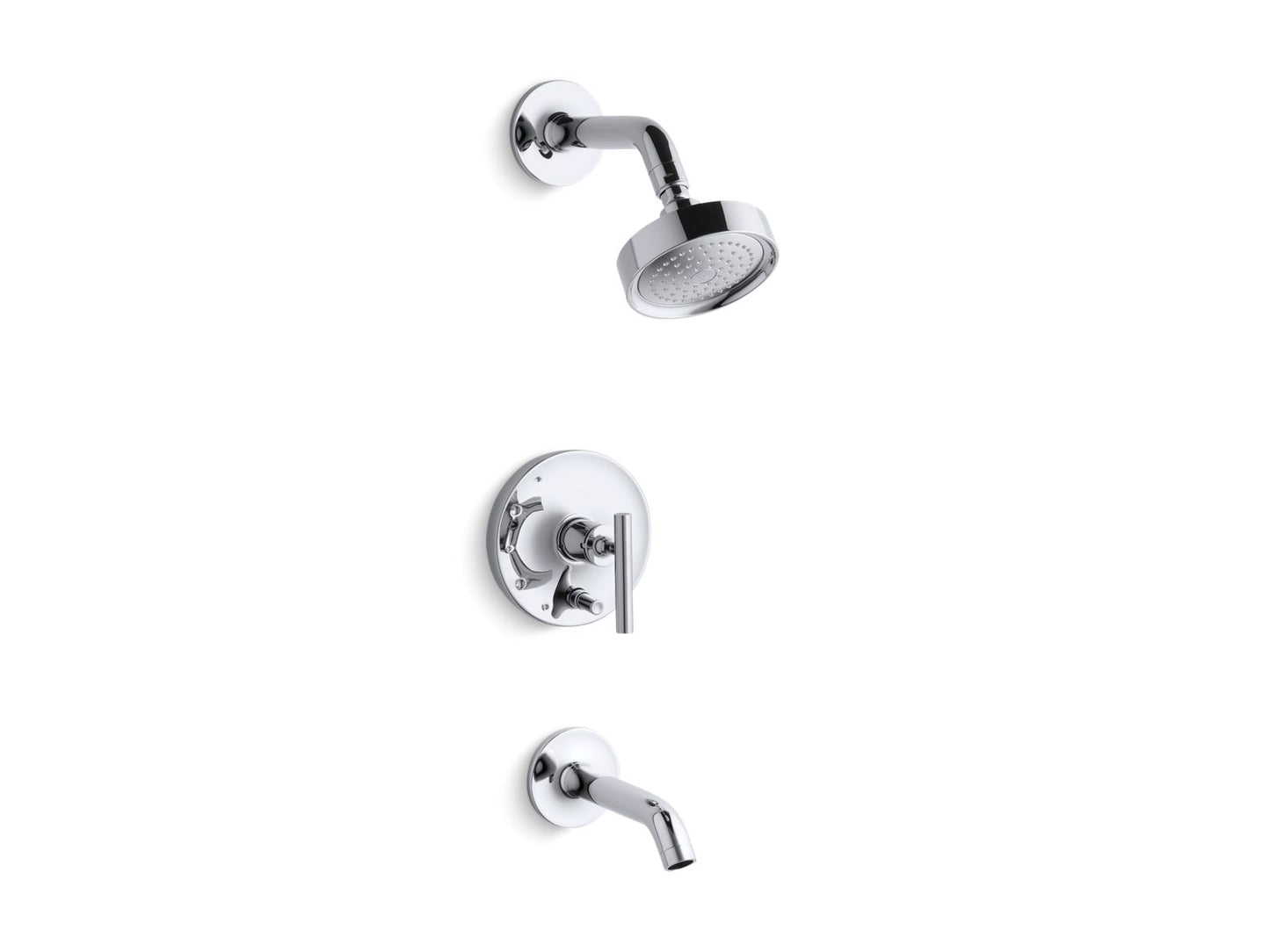 KOHLER K-T14420-4-CP Purist Rite-Temp Bath And Shower Trim Kit With Push-Button Diverter And Lever Handle, 2.5 Gpm In Polished Chrome