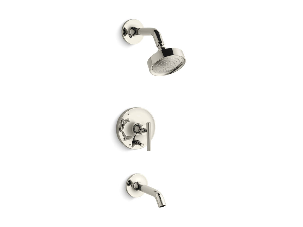 KOHLER K-T14420-4-SN Purist Rite-Temp Bath And Shower Trim Kit With Push-Button Diverter And Lever Handle, 2.5 Gpm - Vibrant Polished Nickel