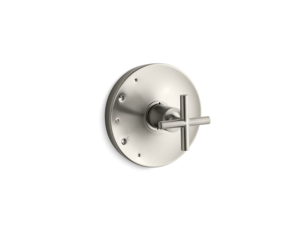 KOHLER K-TS14423-3-BN Purist Rite-Temp Valve Trim With Cross Handle - Vibrant Brushed Nickel