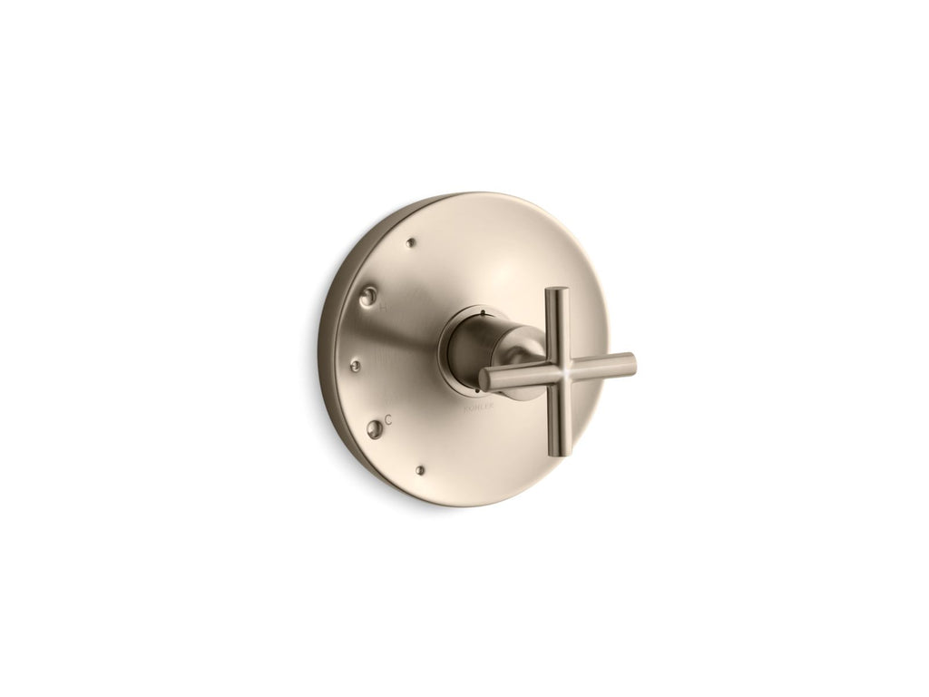 KOHLER K-TS14423-3-BV Purist Rite-Temp Valve Trim With Cross Handle - Vibrant Brushed Bronze